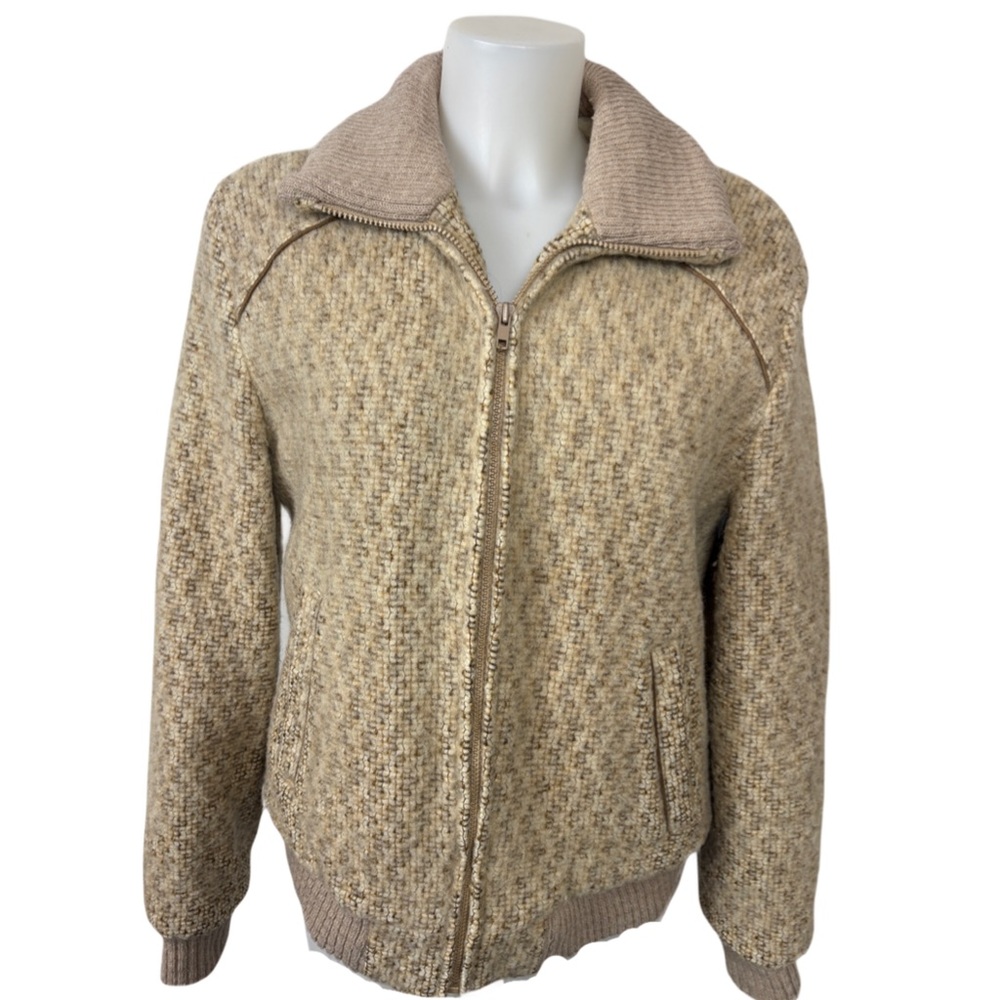 Vintage Wool Sweater Jacket with Fleece Lining